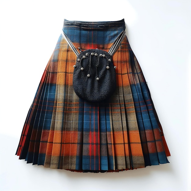 Scottish tartan skirt isolated on white background