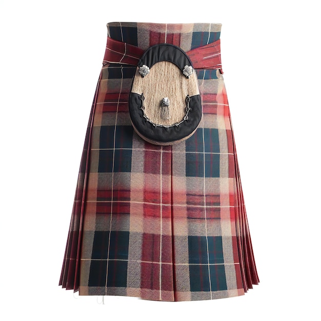 Scottish tartan skirt isolated on white background