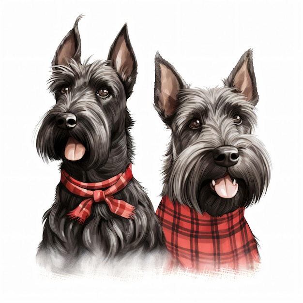 Scottish Terriers Clipart isolated on white background