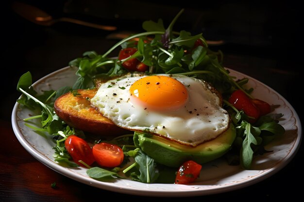 Scrambled eggs and vegetable salad Neural network AI generated