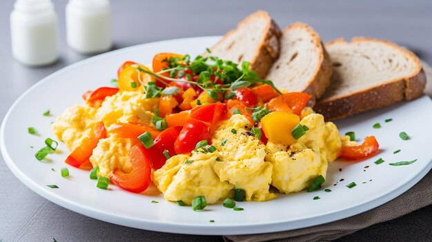 Scrambled eggs with vegetables and glutenfree