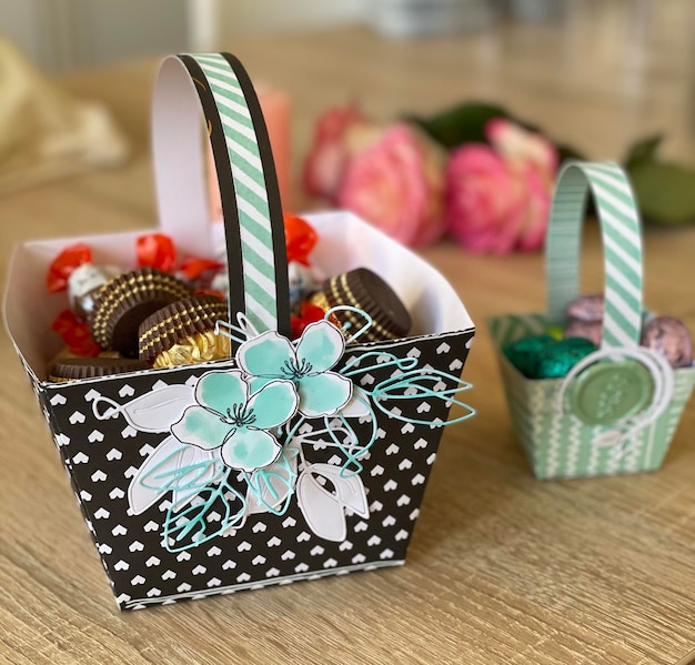 Photo scrapbooking and craft paper a little easter basket