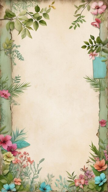 Scrapped Notebook Sheet With Retro Vintage Old Fairytale Forest And Landscape Illustration