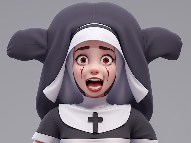 дизайн футболки Scray на белом фоне ужас монахиня
