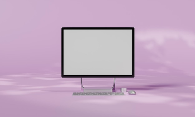 Screen Mock up with shadow color wall background copy space 3D rendering