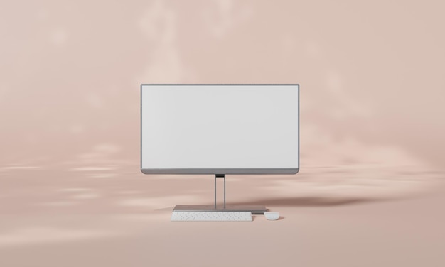 Screen Mock up with shadow color wall background copy space 3D rendering