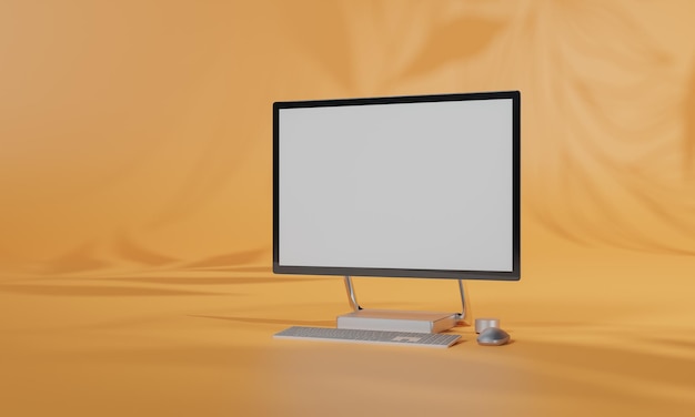 Screen Mock up with shadow color wall background copy space 3D rendering