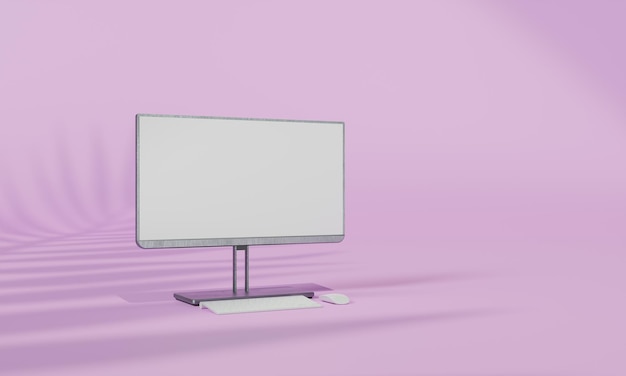 Screen Mock up with shadow color wall background copy space 3D rendering