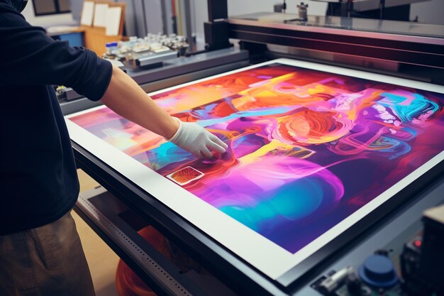 Photo a screen printing artist layering colors to create 00254 03