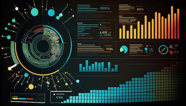 A screen with a graph showing the number 4 and 4.