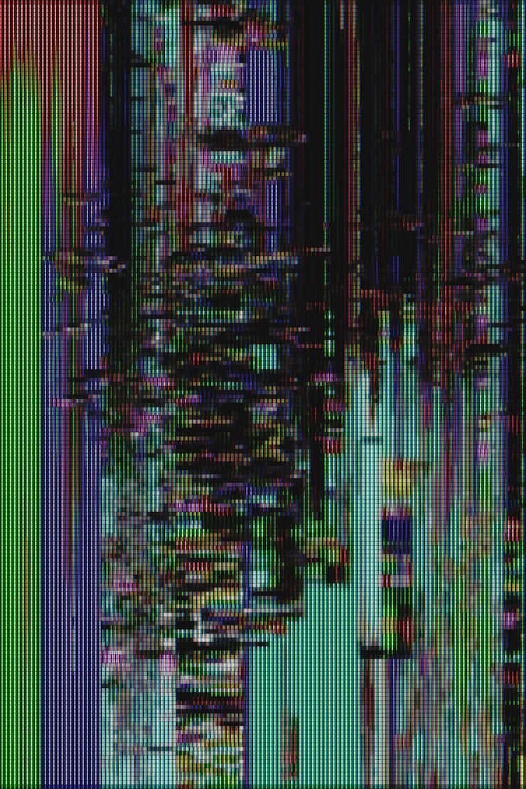 Photo a screen with a green and blue pattern that says'the word radio '