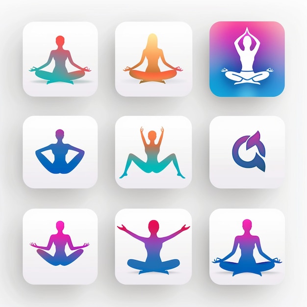 a screen with a group of people in yoga poses