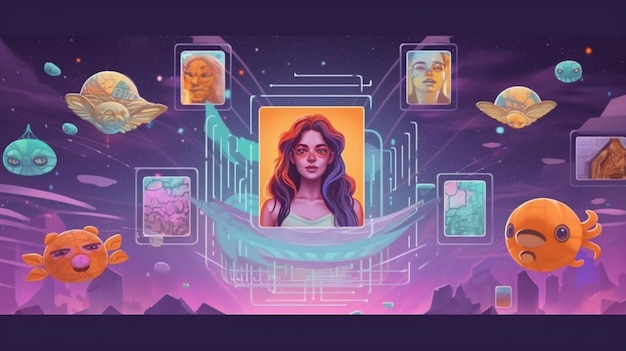 A screen with a woman's face and the words'cyberpunk'on it