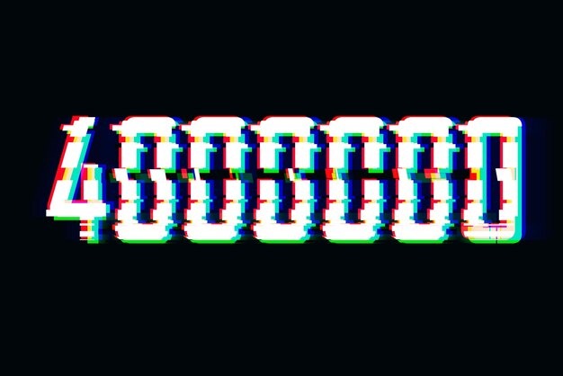 青とピンクで「500000」という文字が書かれた画面。