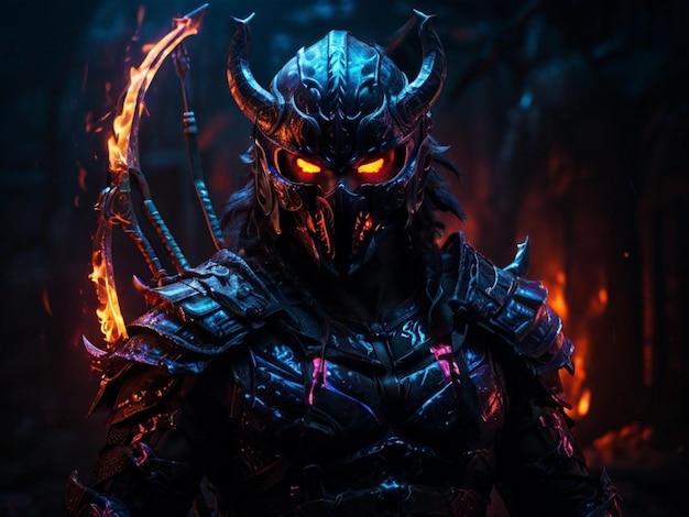 a screenshot of a monster with orange eyes and a black background