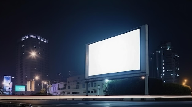 Screenshot van een leeg reclamebord en een blanco reclamebord op de weg gegenereerd door AI