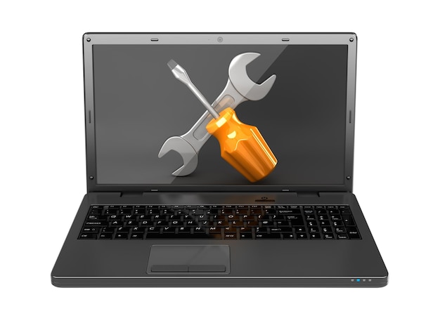 Screw Driver and Wrench with Laptop