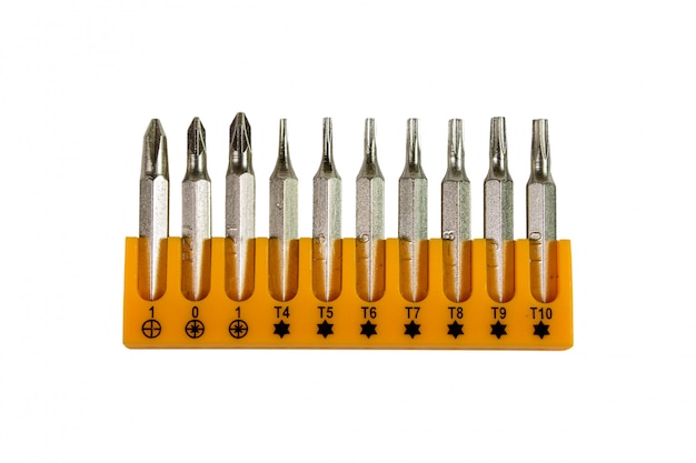 Screwdriver bits isolated