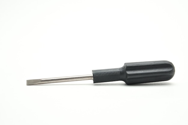 Screwdriver with a flat blade for repair work on an isolated white backgroundxDxA