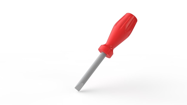 Screwdriver with red handle isolated on white background 3d illustration