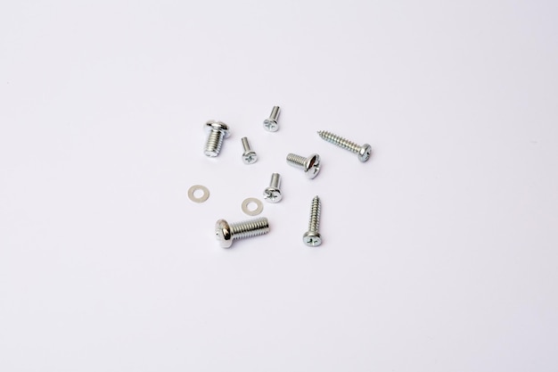 screws bolts nuts on a white background Screws completely isolated on white