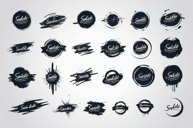 Scribble brush strokes set ロゴ・サイン・デザイン・アイコン・エレメントを設定する