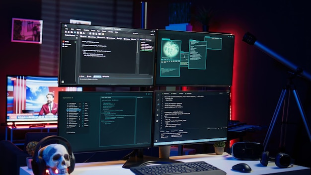 Script dat op de computer loopt in geheime basis van operaties gebruikt door hacker