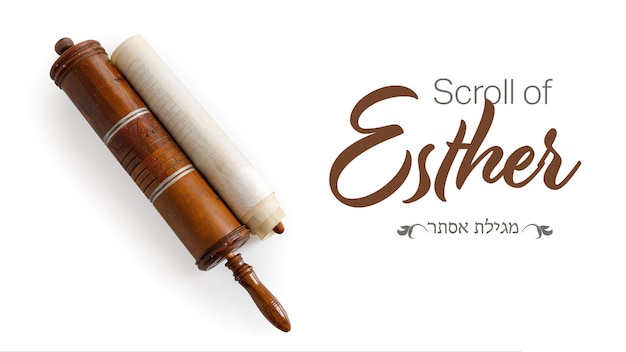 Photo the scroll of esther and purim festival objects