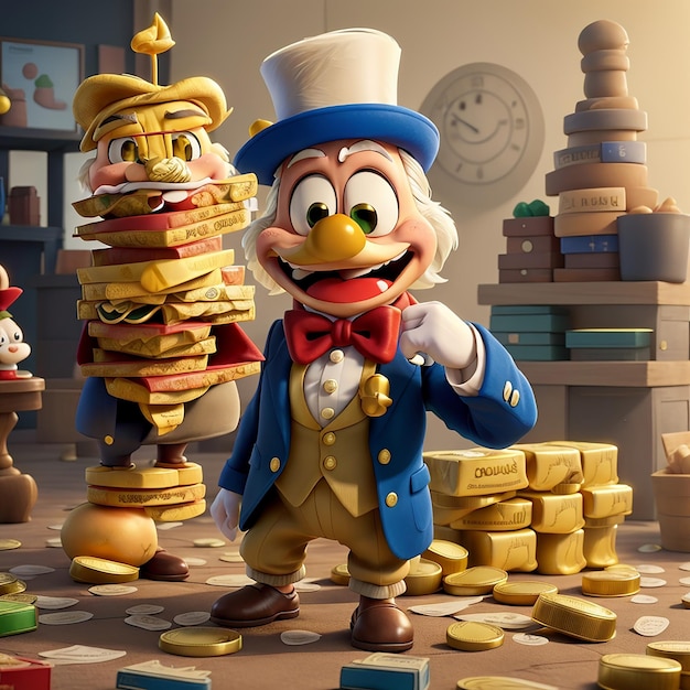 Scrooge McDuck with the gold money background American Express