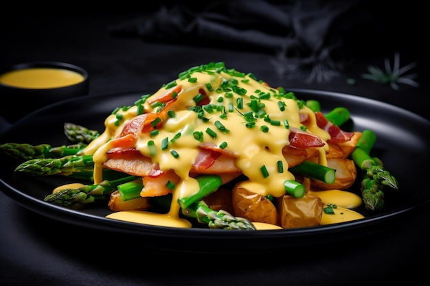 Scrumptious Asparagus Delight with Potatoes and Ham Generative AI