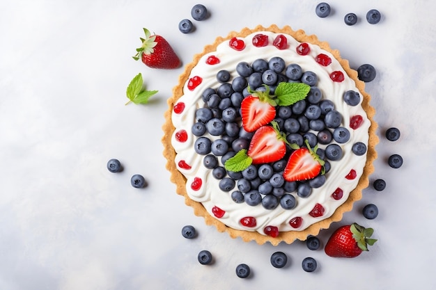 Scrumptious Berry Tart with Whipped Cream Generative AI