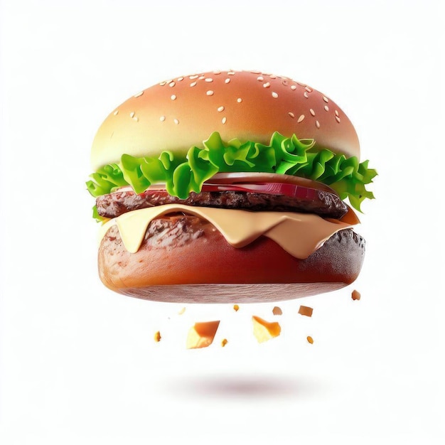 Scrumptious Burger Fantasy Realistic Food Illustration Generative AI