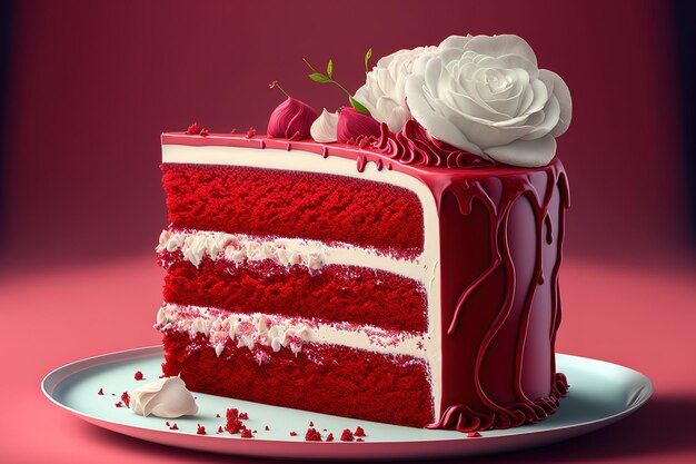 Scrumptious side view of red velvet cake