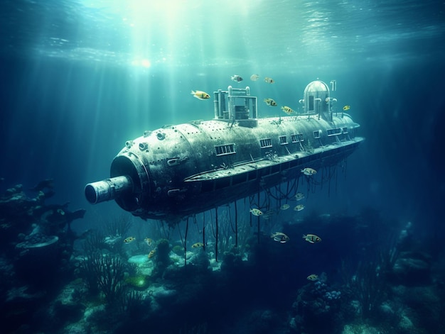 Scuba diving adventure explores sunken shipwreck landscape