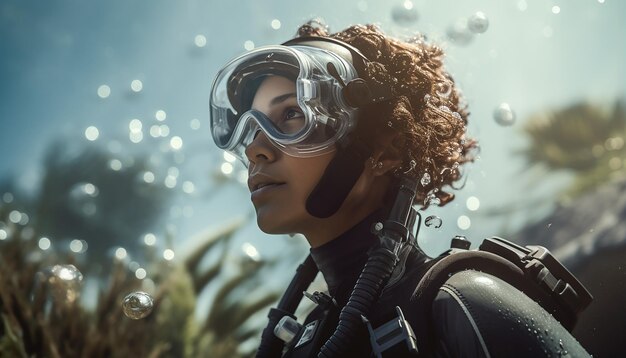 Foto donna di immersioni subacquee
