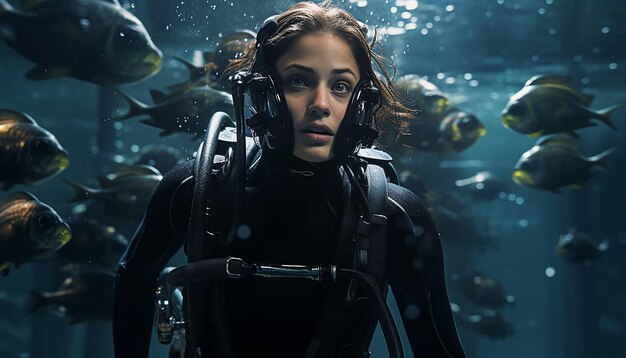 Photo scuba diving woman