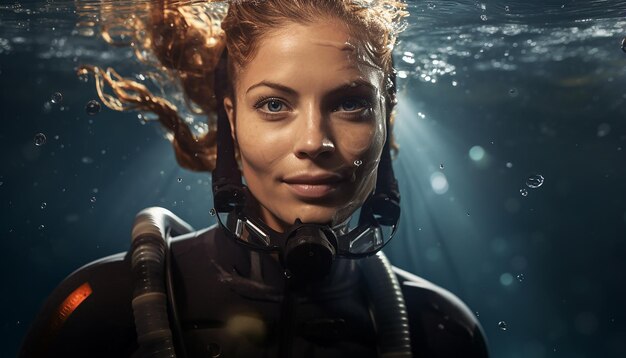 Photo scuba diving woman