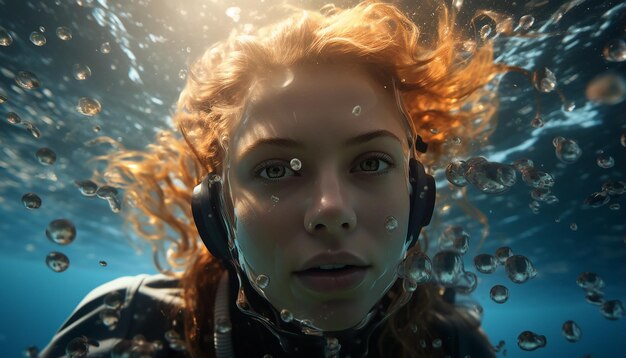 Photo scuba diving woman