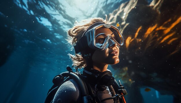 Photo scuba diving woman