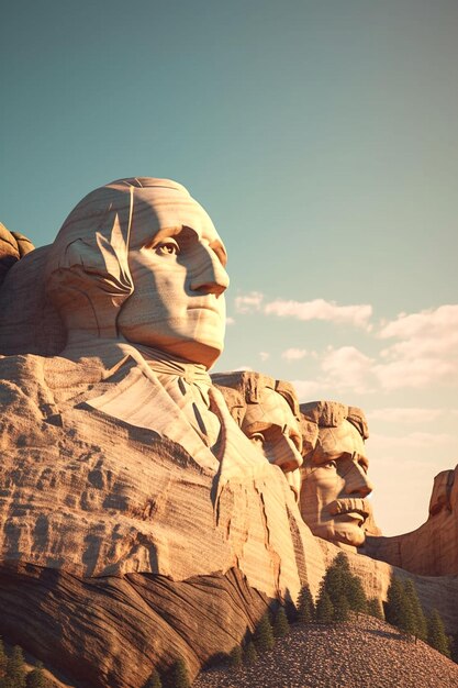 sculpted heads of the presidents