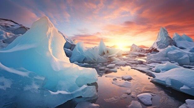 Photo sculpted icebergs a stunning apocalypse landscape on coney island beach