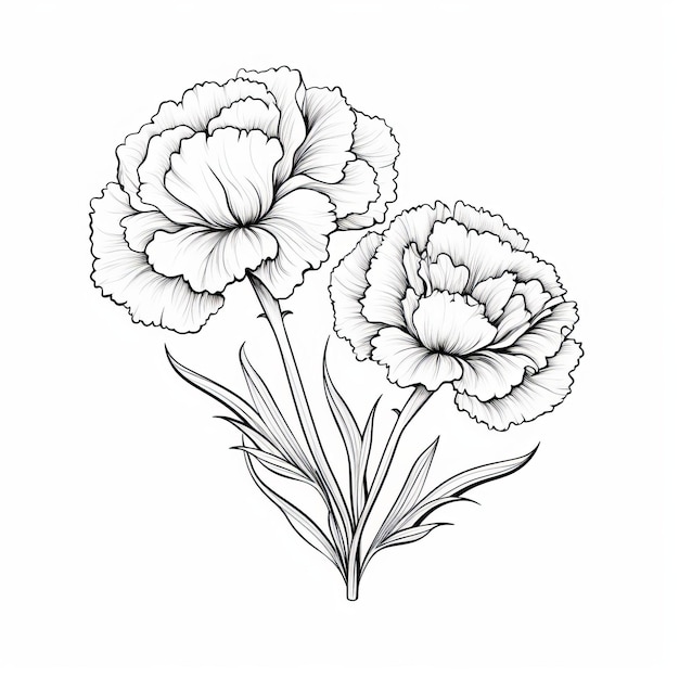 Photo sculpted serenity minimalist line illustration of carnation biloba