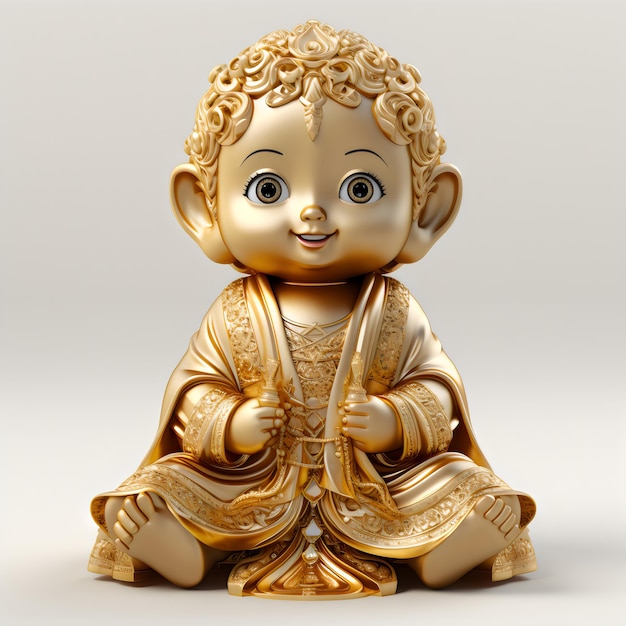 Sculpting Serenity Een 3D meesterwerk van de Gouden Heer Boeddha
