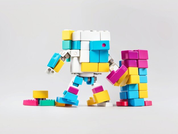 Фото Скульптура будущего минималистическое 3d векторное искусство робота-фиксатора
