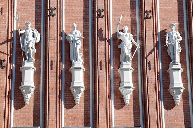 Sculptural group on the facade of the House of the Blackheads Riga Latvia