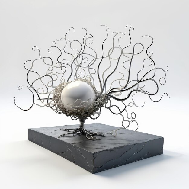 Sculpture of a Ball in a Tree