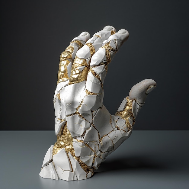 Photo sculpture of broken hands art tradition generative ai