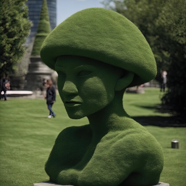 sculpture in the city of barcelonaa beautiful shot of a female in the park