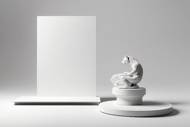 Sculpture Display Mockup Blank White Space Design Exhibit