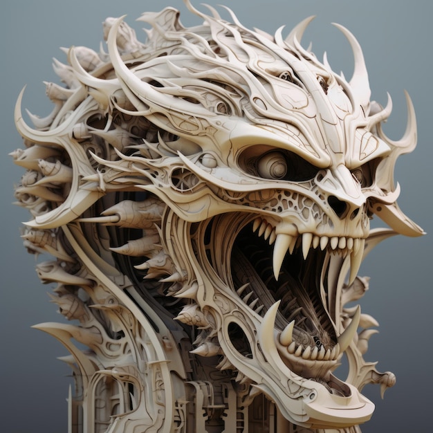 a sculpture of a dragon head with a large mouth